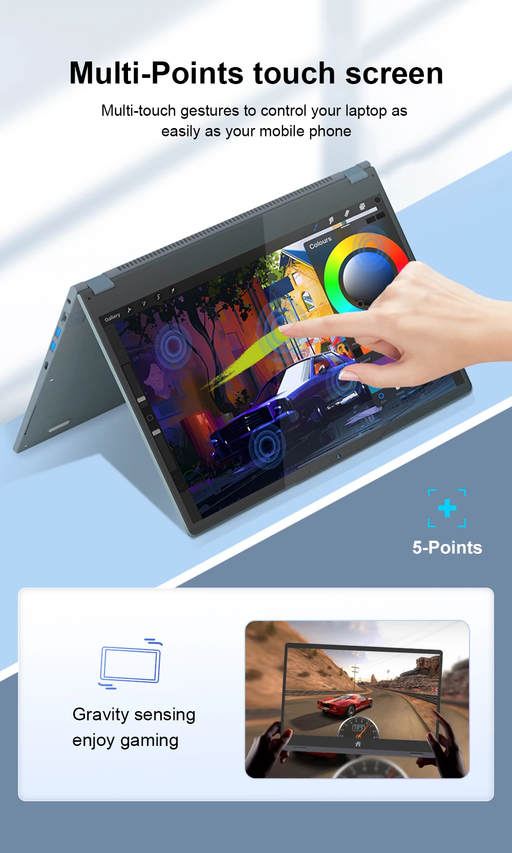 Ninkear YBook15 15.6 Inch 2 in 1 Laptop AMD Ryzen 3 3250U Notebook 16GB DDR4 512GB SSD FHD IPS Touch Screen 360° Convertible Laptop Windows 11 Backlit Keyboard for Study Office Work
