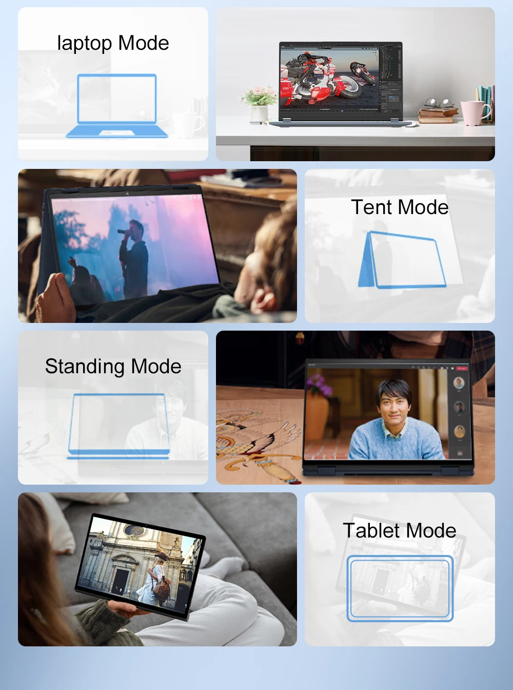 Ninkear YBook15 15.6 Inch 2 in 1 Laptop AMD Ryzen 3 3250U Notebook 16GB DDR4 512GB SSD FHD IPS Touch Screen 360° Convertible Laptop Windows 11 Backlit Keyboard for Study Office Work