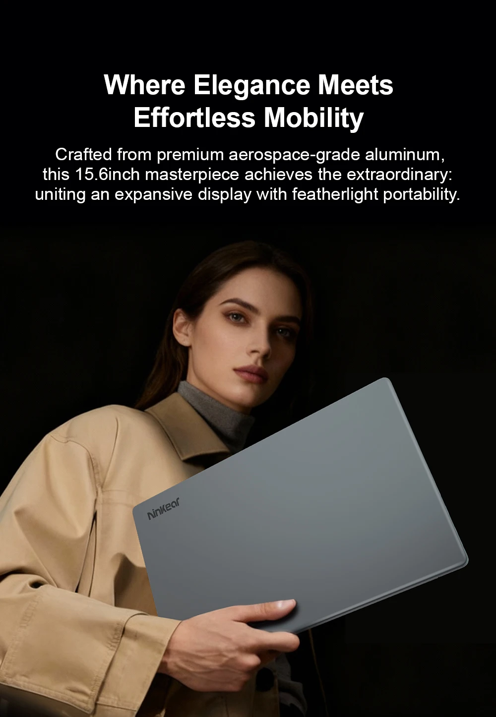 Ninkear A15 Laptop AMD Ryzen 5 5500U 16GB RAM 512GB SSD 15.6 inch IPS Metal Body Windows 11 WiFi6 Fingerprint 65W Fast Charge Business Office Gaming Notebook