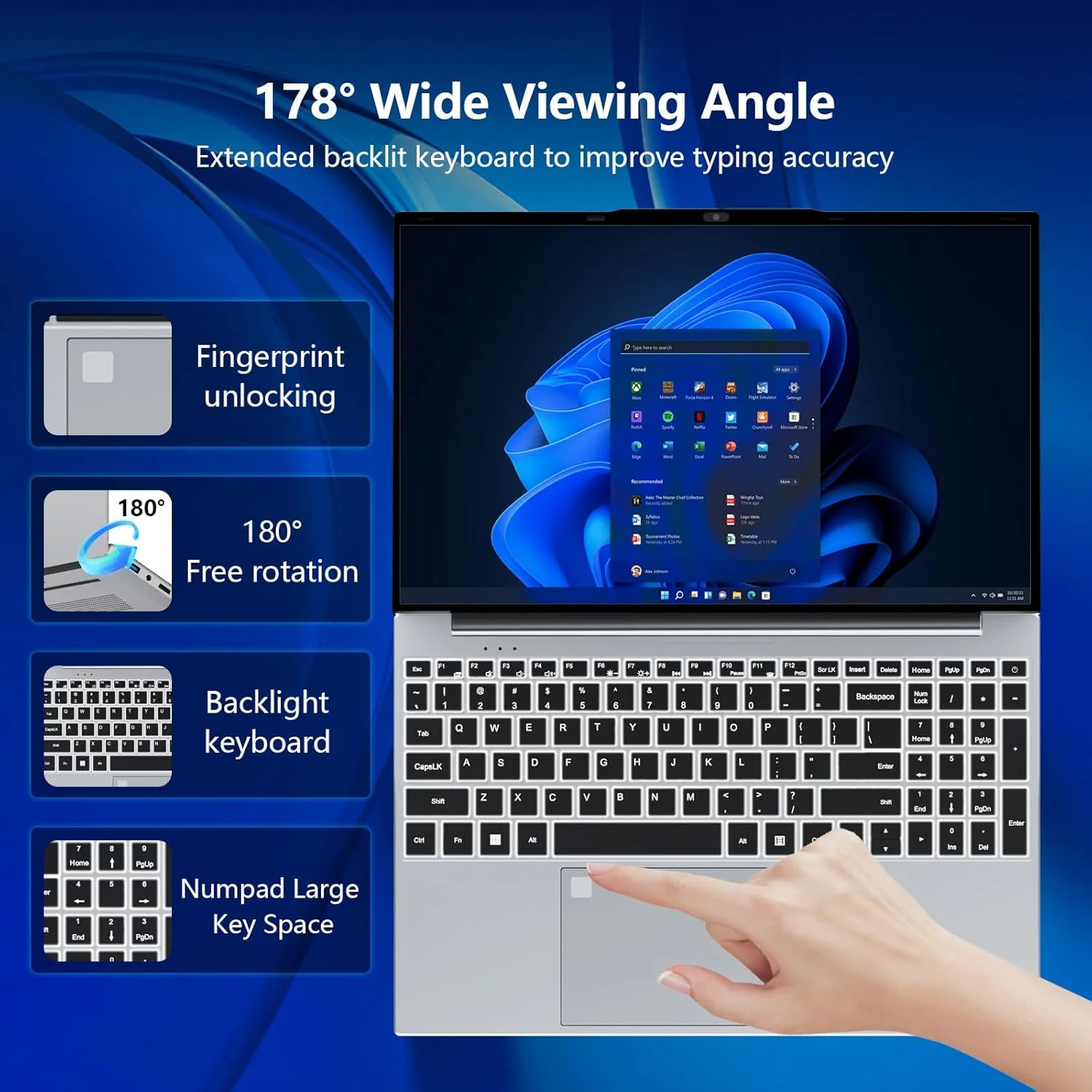 2026 Brand New Intel I9-10980HK 15.6 Inch Backlit Fingerprint Unlock Laptop Windows 11 Office Study NoteBook Gaming Computer PC