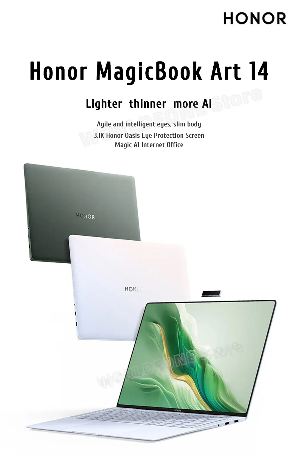 New HONOR 1kg Laptop MagicBook Art 14 2024 14.6"Inch 3.1K 120Hz OLED Touchscreen Intel Ultra 5 7 Computer PC Notebook Ultrabook