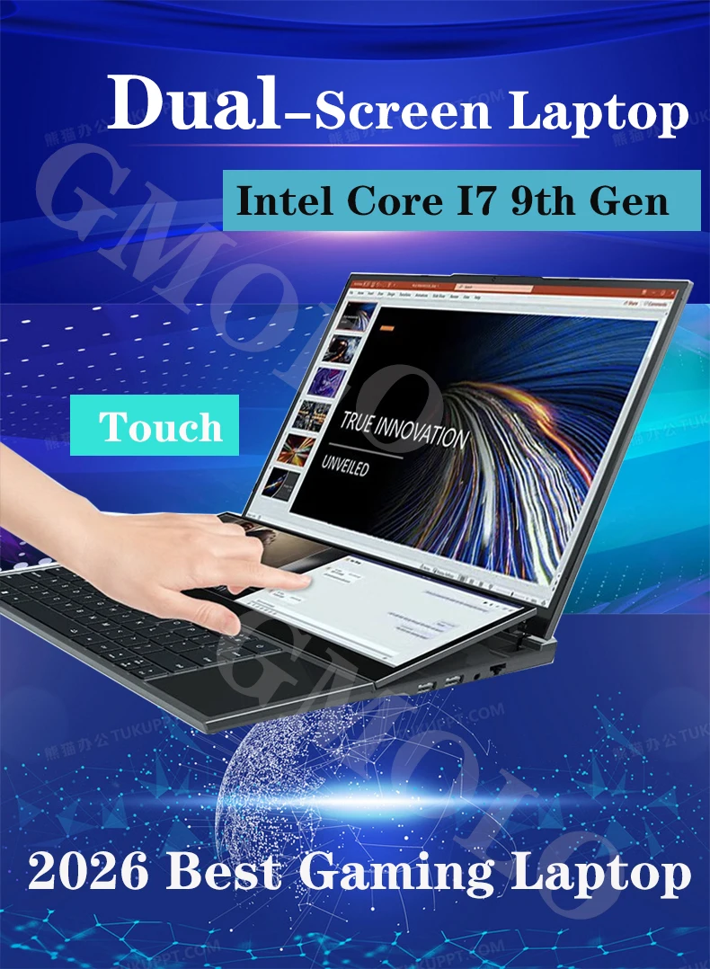 Dual-screen Laptop 14 inch Touch LCD 16GB/8GB RAM 1TB/512GB SSD I7 9th Generation 6 Cores Gaming Laptops Notebook
