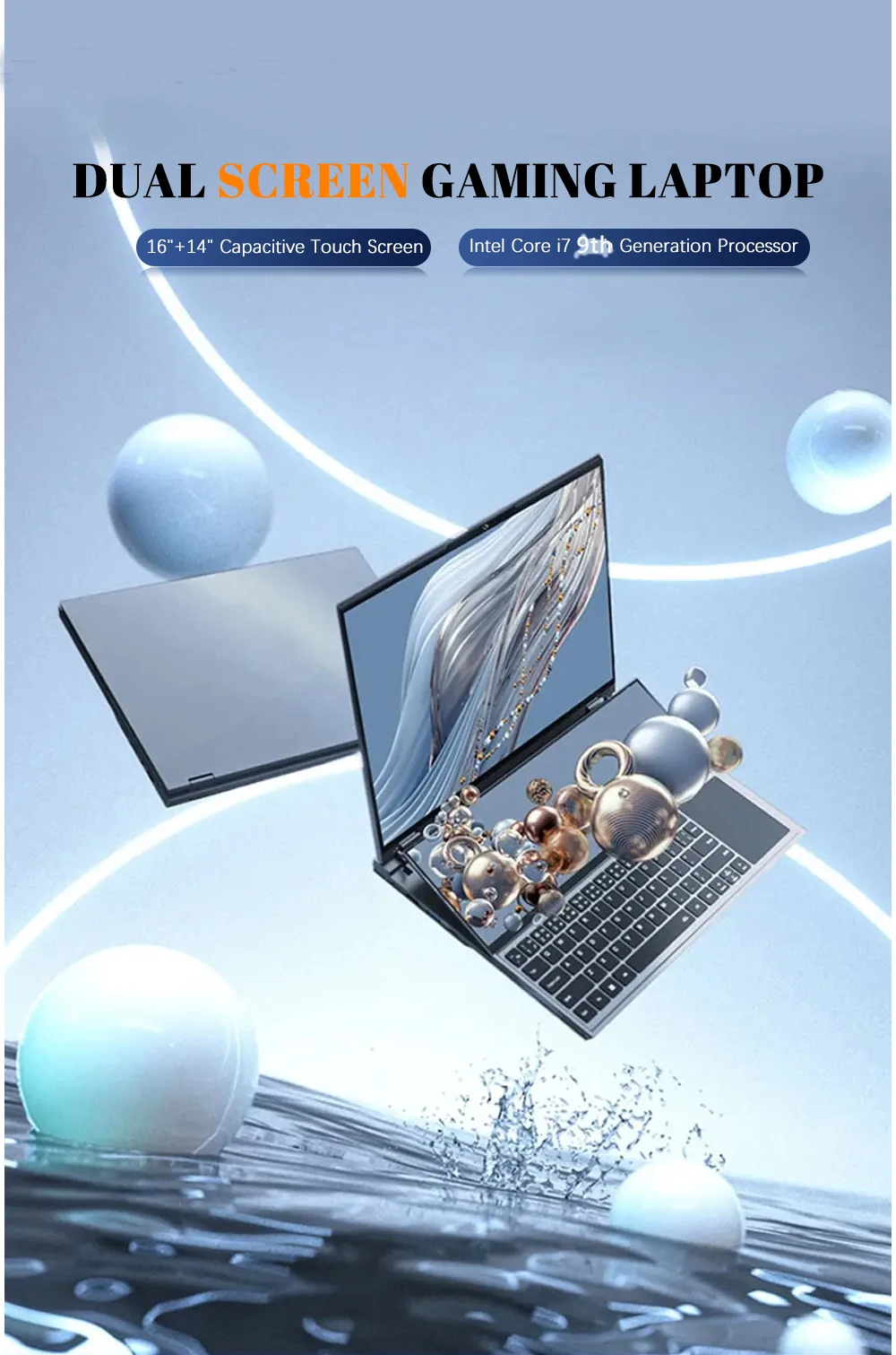 Dual-screen Laptop 14 inch Touch LCD 16GB/8GB RAM 1TB/512GB SSD I7 9th Generation 6 Cores Gaming Laptops Notebook