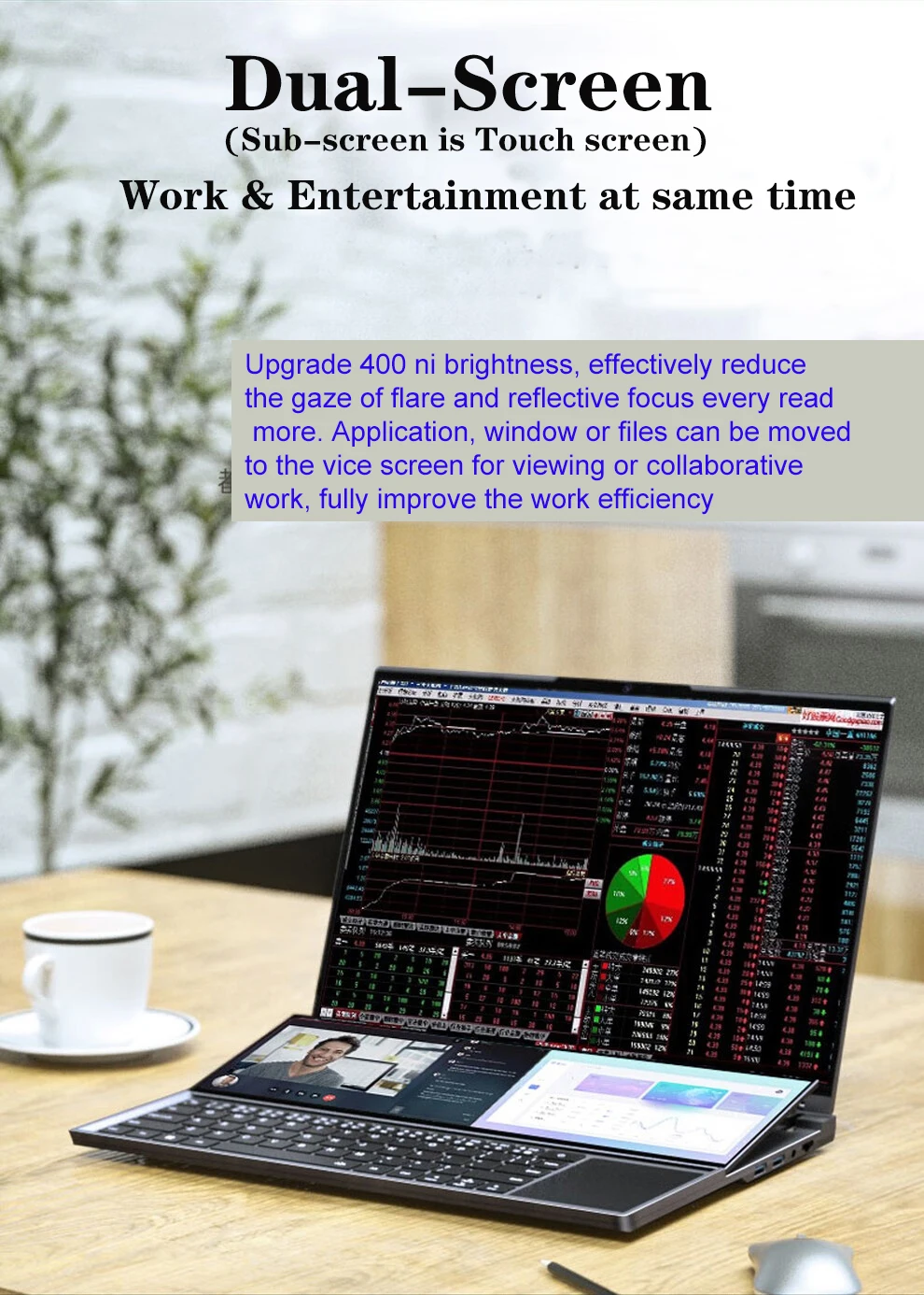 Dual-screen Laptop 14 inch Touch LCD 16GB/8GB RAM 1TB/512GB SSD I7 9th Generation 6 Cores Gaming Laptops Notebook