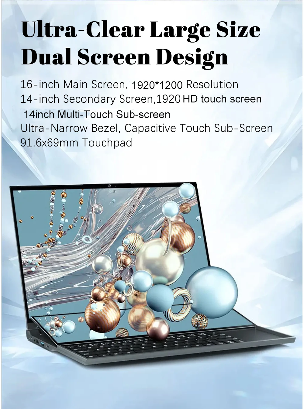 Dual-screen Laptop 14 inch Touch LCD 16GB/8GB RAM 1TB/512GB SSD I7 9th Generation 6 Cores Gaming Laptops Notebook
