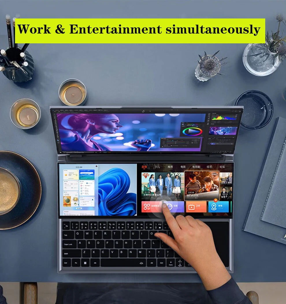 Dual-screen Laptop 14 inch Touch LCD 16GB/8GB RAM 1TB/512GB SSD I7 9th Generation 6 Cores Gaming Laptops Notebook