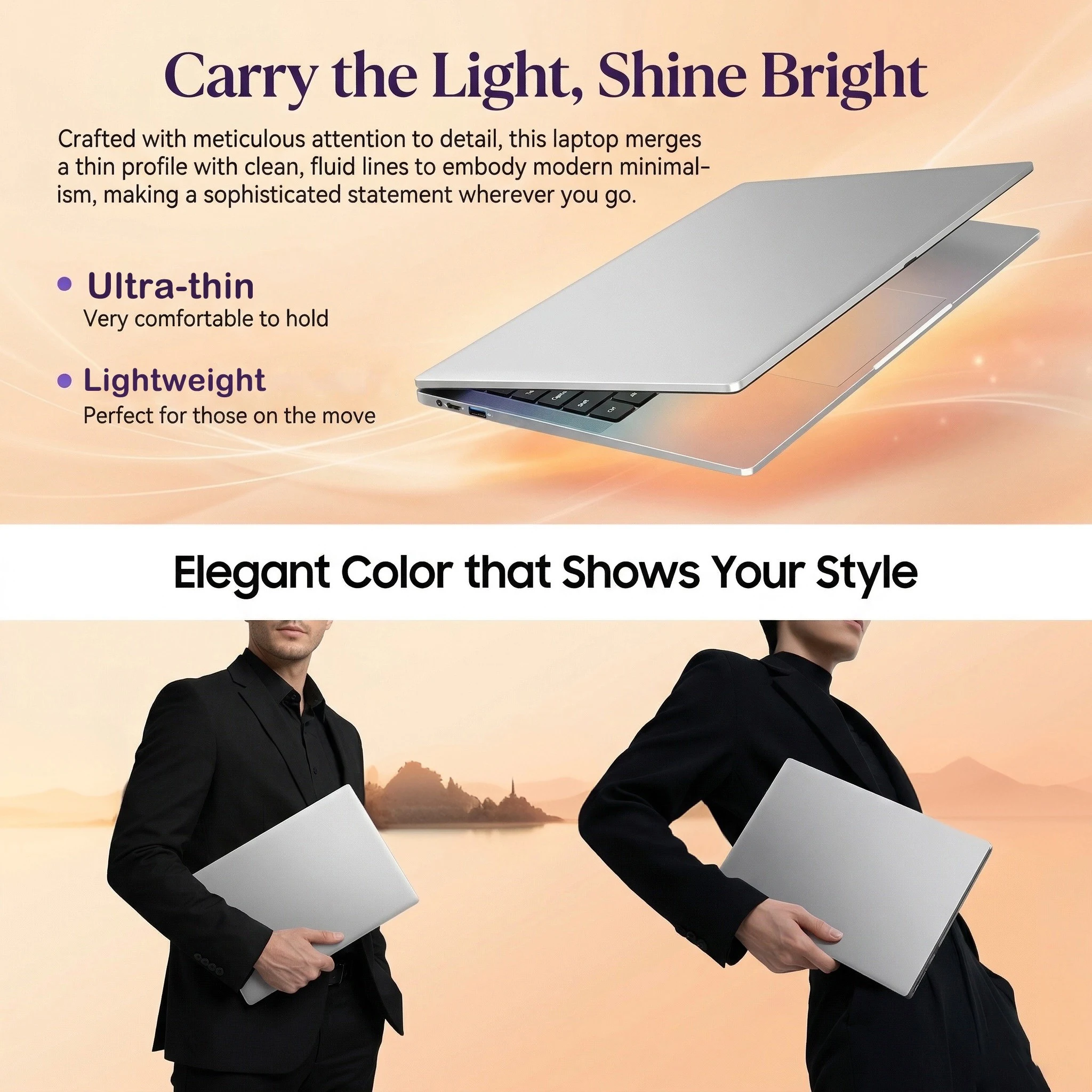 New Ultra Slim 14.1 Inch Laptop Intel 4405U 16GB RAM 2TB SSD 1920*1080 FHD Display Windows 11 Pro Office Study Computer