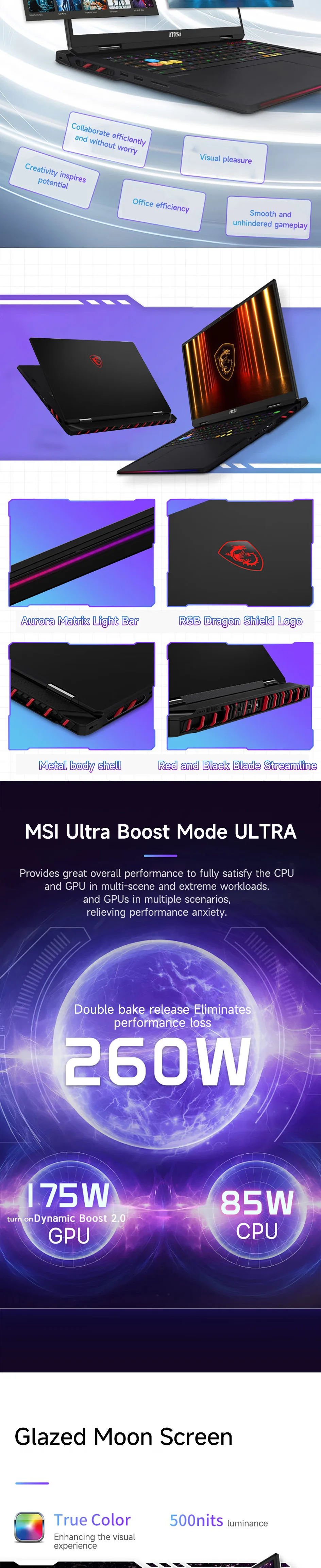 2026 MSI Raider A18 HX Gaming Laptop 2.5K QHD 240Hz IPS Screen Notebook AMD R9-9955HX3D 16GB 1TB RTX5070Ti Netbook Computer PC