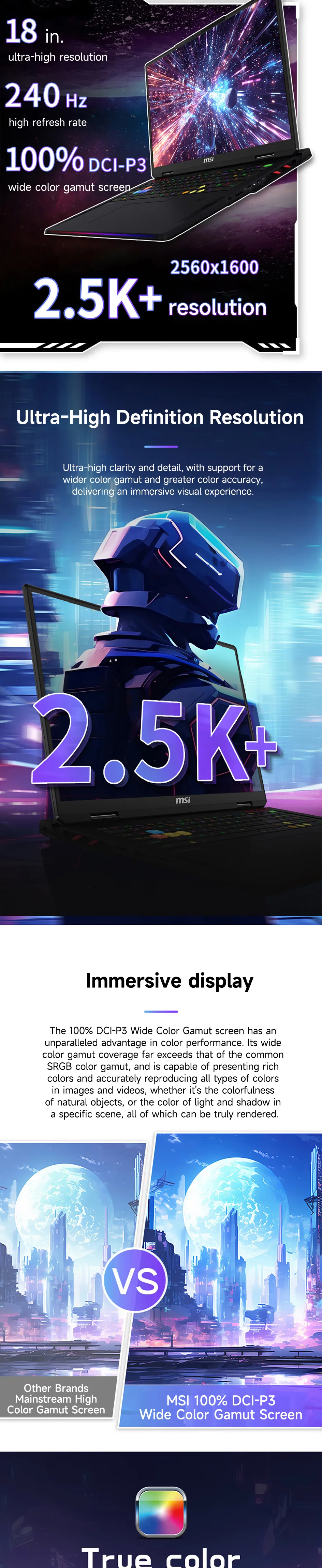 2026 MSI Raider A18 HX Gaming Laptop 2.5K QHD 240Hz IPS Screen Notebook AMD R9-9955HX3D 16GB 1TB RTX5070Ti Netbook Computer PC