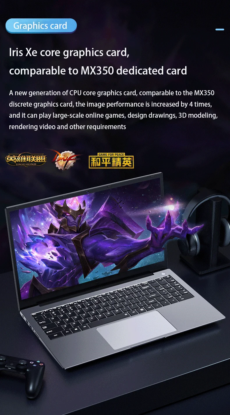 2025 New Ultraslim Dedicated Gaming Laptop 15.6 Inch Intel Core i7-1260+MX550 4Gvideo  NVIDIA   RAM Fingerprint office Notebook