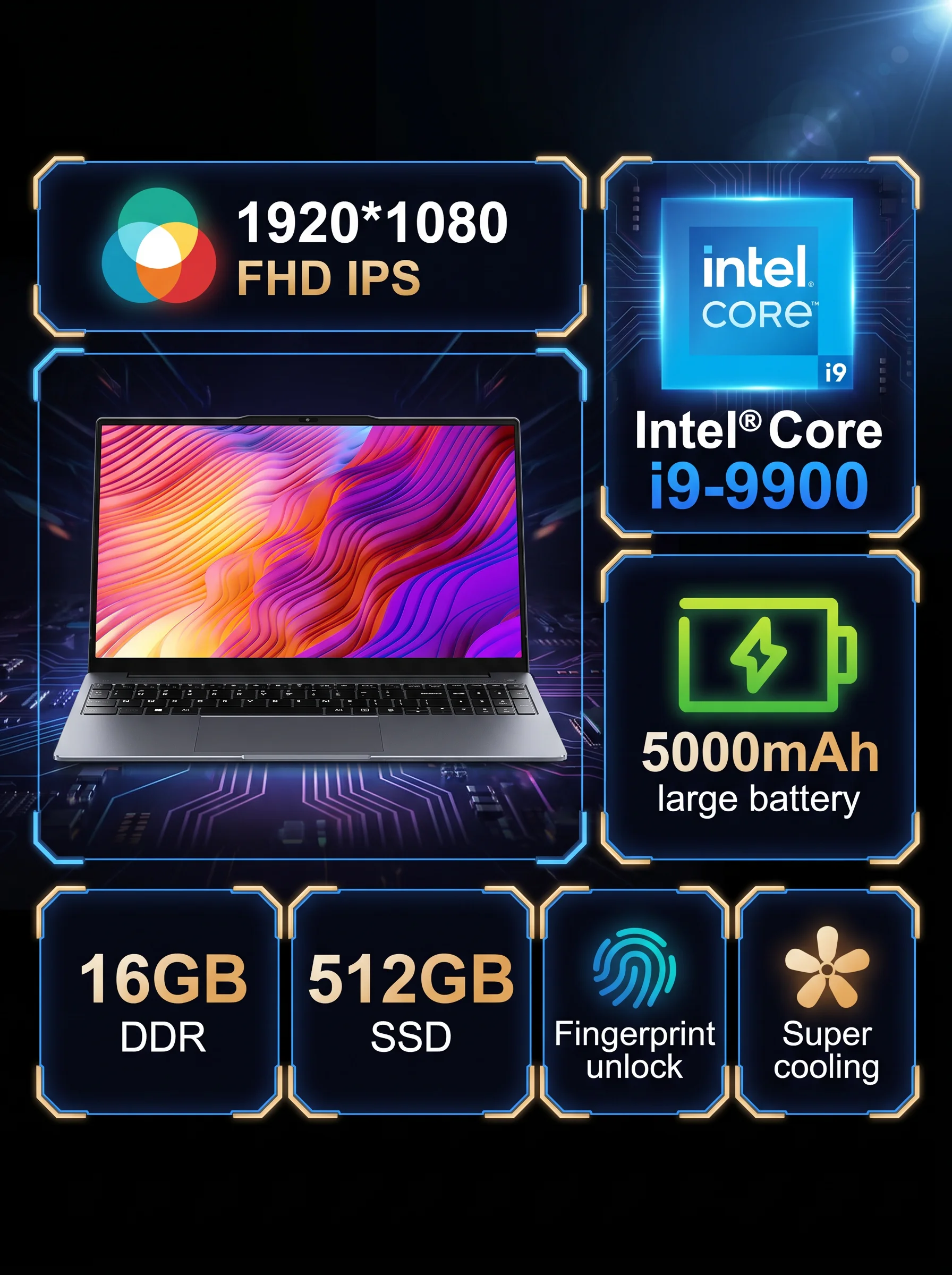 [3-Year Warranty] 2026 15.6" Ultra Slim Laptop Intel Core I9-9900  32GB RAM 2TB SSD 1080P FHD Windows 11 High-Performance Portable Notebook