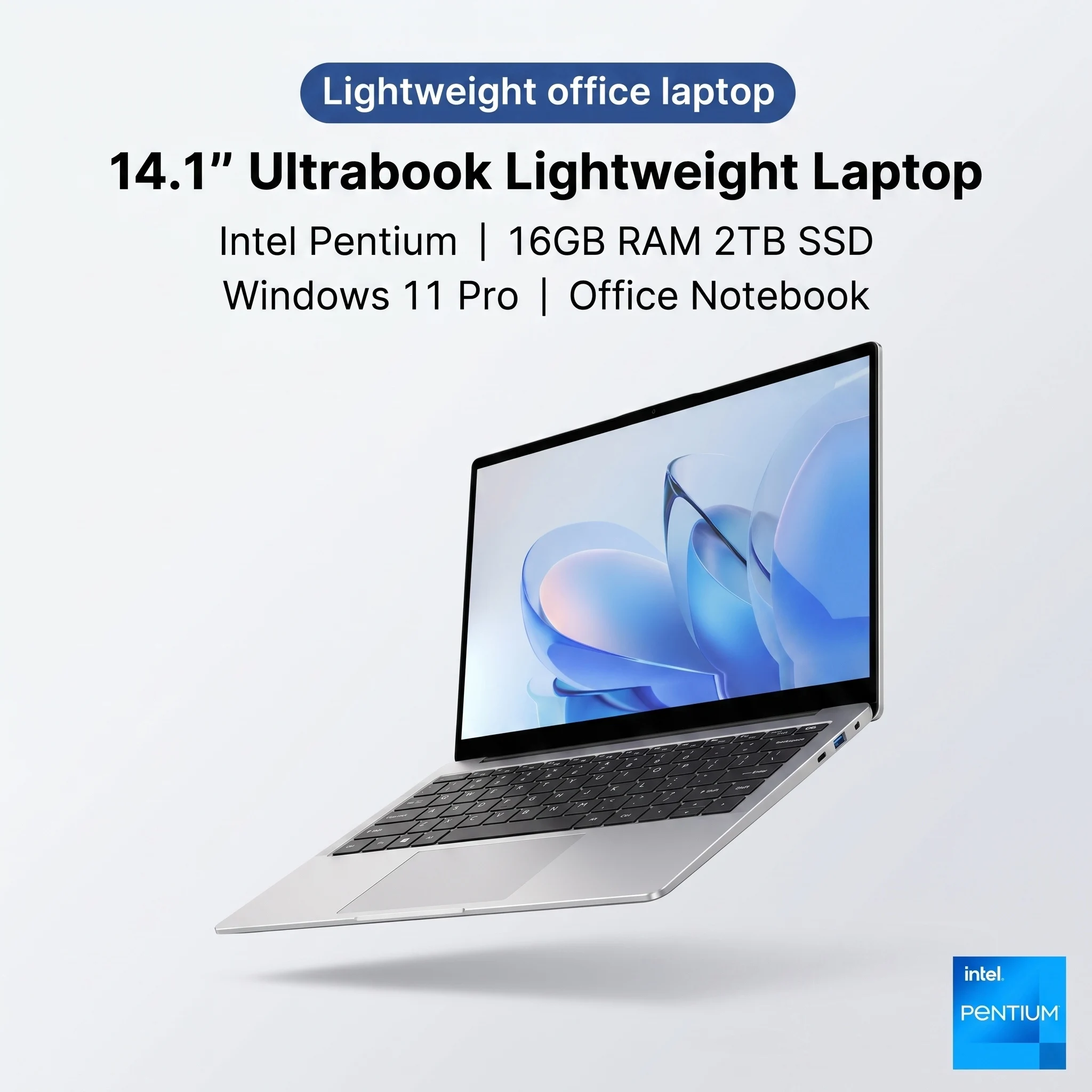 New 14.1 Ultra Slim Laptop 16GB RAM 2TB SSD Intel 4405U Gaming PC 1920*1080 Display Office Study Computer PC Windows 11 Pro