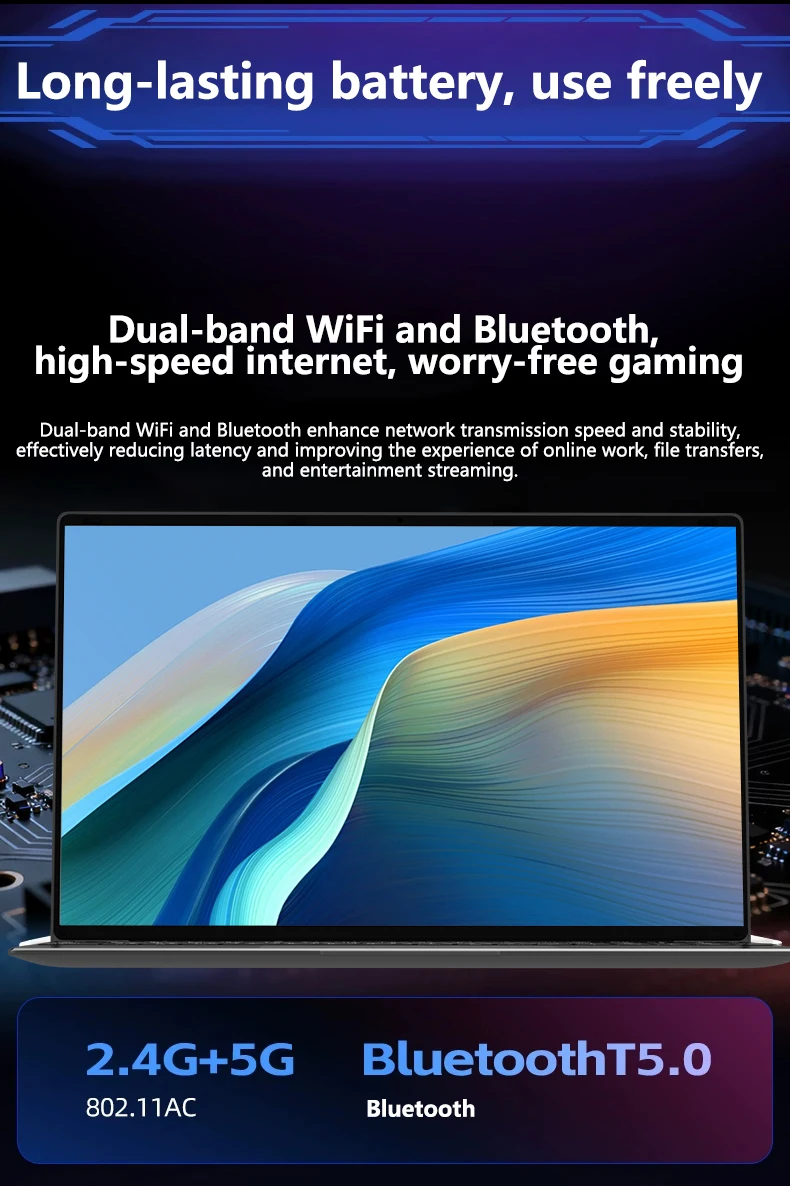 LENO 14.1"Laptop Ultra Slim Windows11 16GB 2TB SSD Intel 4405U Gamer Notebook 1920*1080 Display Office Study Gaming Computer PC