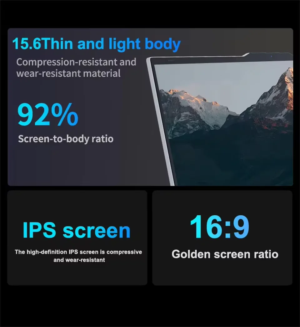 FUCHU 2026 Portable 15.6 Inch Fingerprint Unlock Backlit Keyboard Laptop Computers 16GB DDR3 RAM 512GB 1TB 2TB SSD Intel I3-6006U Notebook Windows 11 Pro Office Study Game PC Laptop