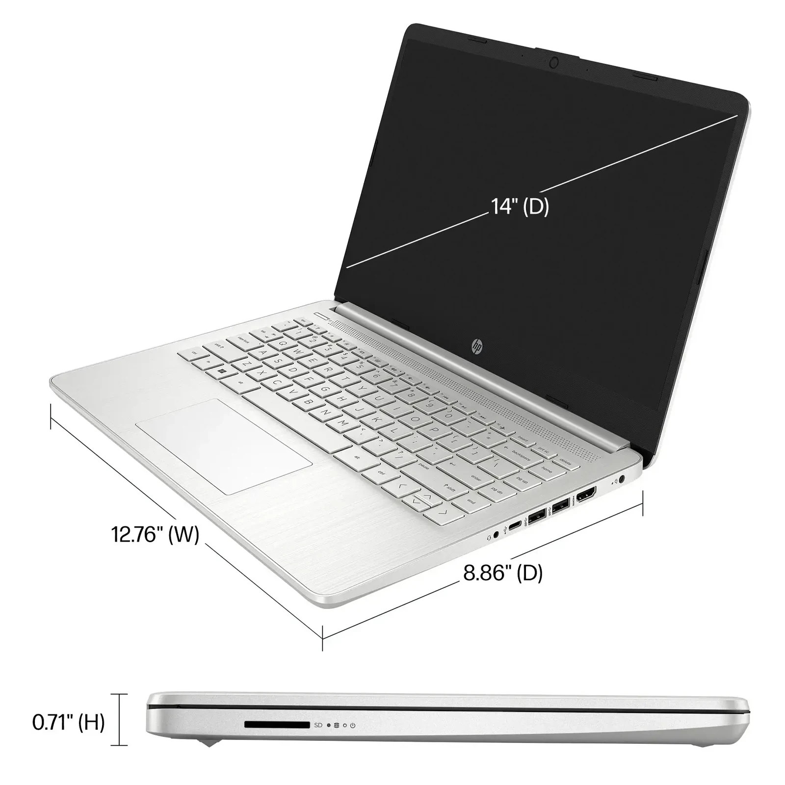 HP 14" Business Laptop,Intel Celeron N4120,4GB RAM, 128GB eMMC,1 Year Office 365,Windows 11 Home