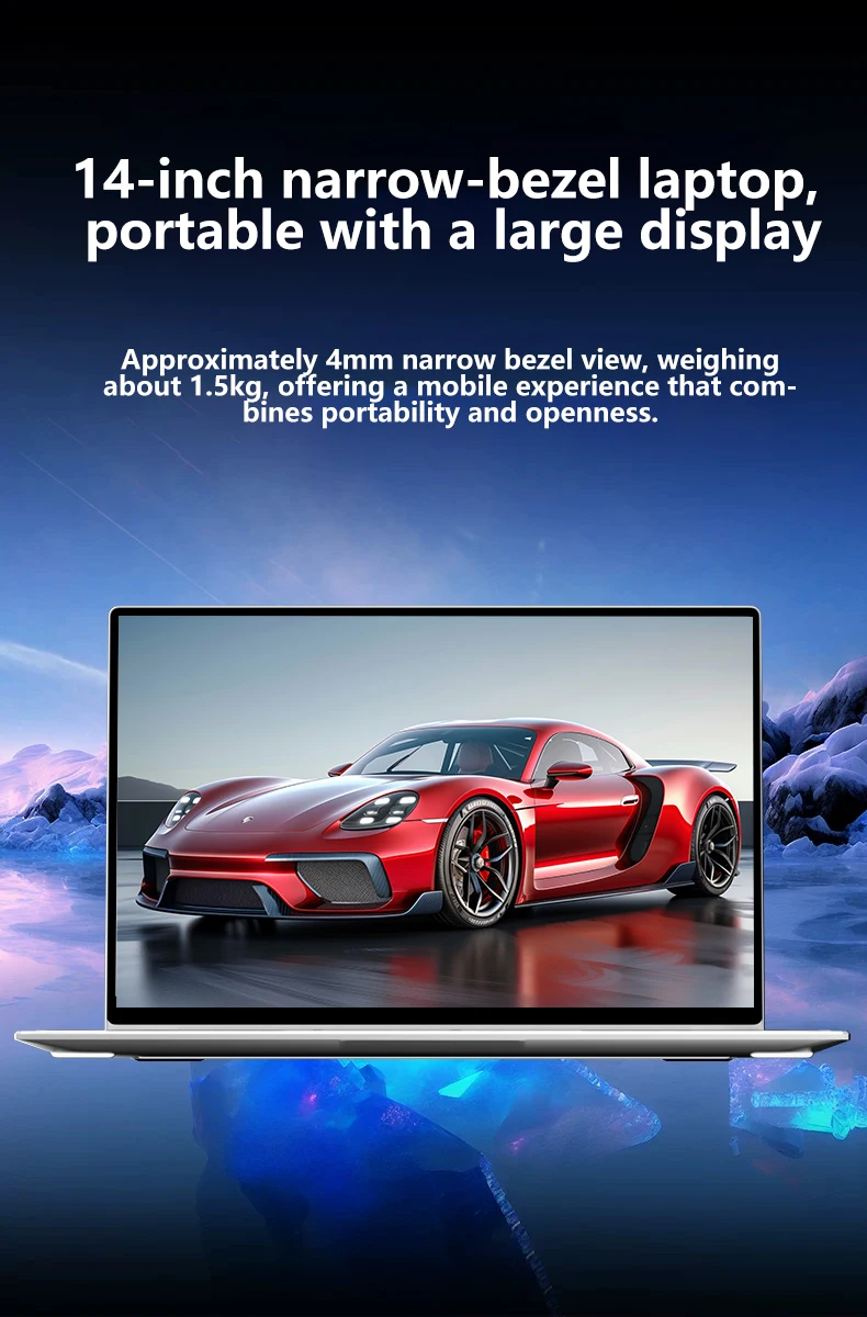 HOT 14.1"Ultra Slim Laptop Intel 4405U 16GB 2TB SSD Windows11 Gamer Notebook 1920*1080 Display Office Study Gaming Computer PC