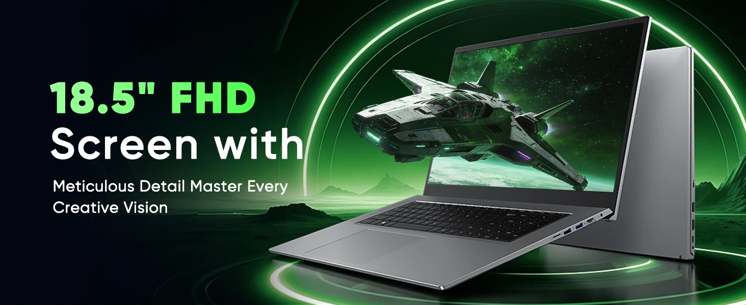 18.5' FHD Laptop Computer, 16GB RAM 1TB SSD, Dual-Core M3-8100Y up to 3.4GHz, HDMI, RJ45, Large Screen Notebook for Student, Home Business, Multitasking & Entertainment