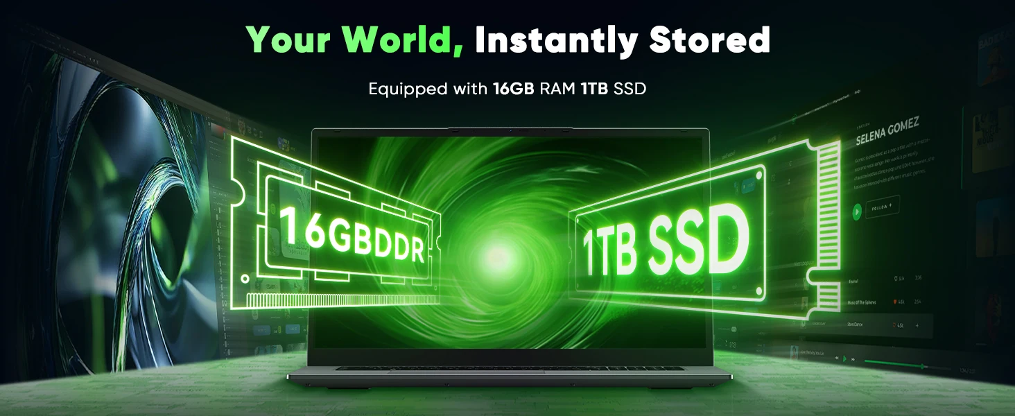 18.5' FHD Laptop Computer, 16GB RAM 1TB SSD, Dual-Core M3-8100Y up to 3.4GHz, HDMI, RJ45, Large Screen Notebook for Student, Home Business, Multitasking & Entertainment