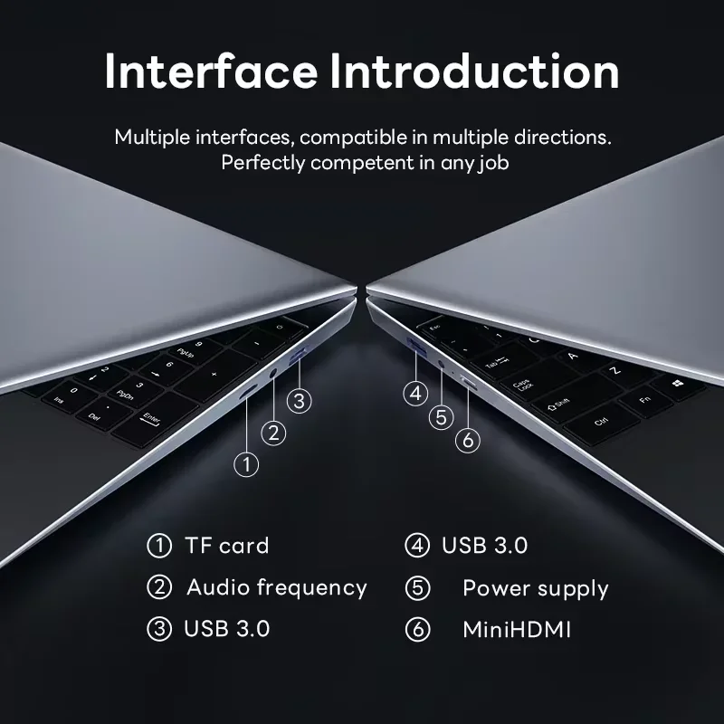 Ultra Slim 14.1" Laptop 16GB RAM 2TB SSD Intel N3700 Windows 11 Pro Gamer Notebook 1920*1080 Display Office Study Computer PC