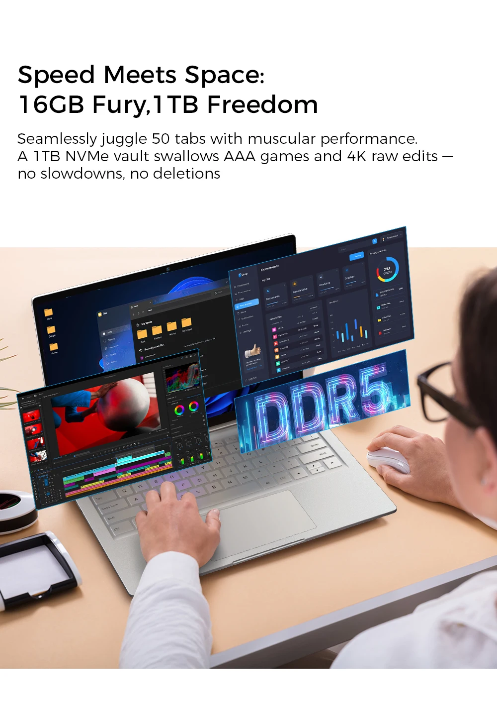[Shipped From Within Europe]Ninkear S14 Laptop AMD Ryzen 5 6600H 14" 2.2K 100% sRGB Display 16GB DDR4+1TB SSD Wi-Fi 6 Bluetooth 5.2 Winddows 11 Pro 60Wh Battery 65W Charging