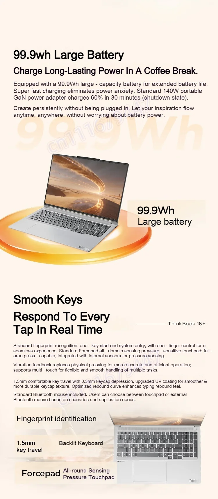 NEW Lenovo ThinkBook 16+ Laptop 2026 AI Ryzen AI9 HX 470 32G+1TB SSD 3.2K 165Hz 16-inch Notebook PC