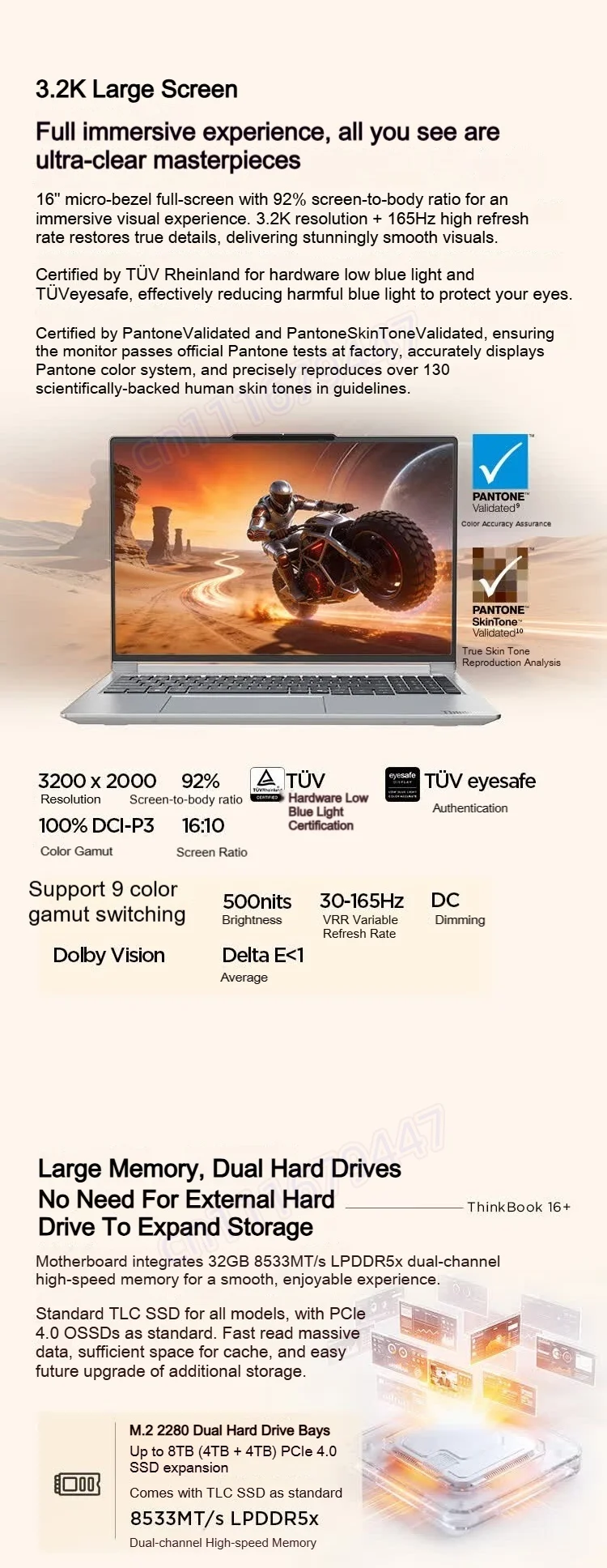 NEW Lenovo ThinkBook 16+ Laptop 2026 AI Ryzen AI9 HX 470 32G+1TB SSD 3.2K 165Hz 16-inch Notebook PC