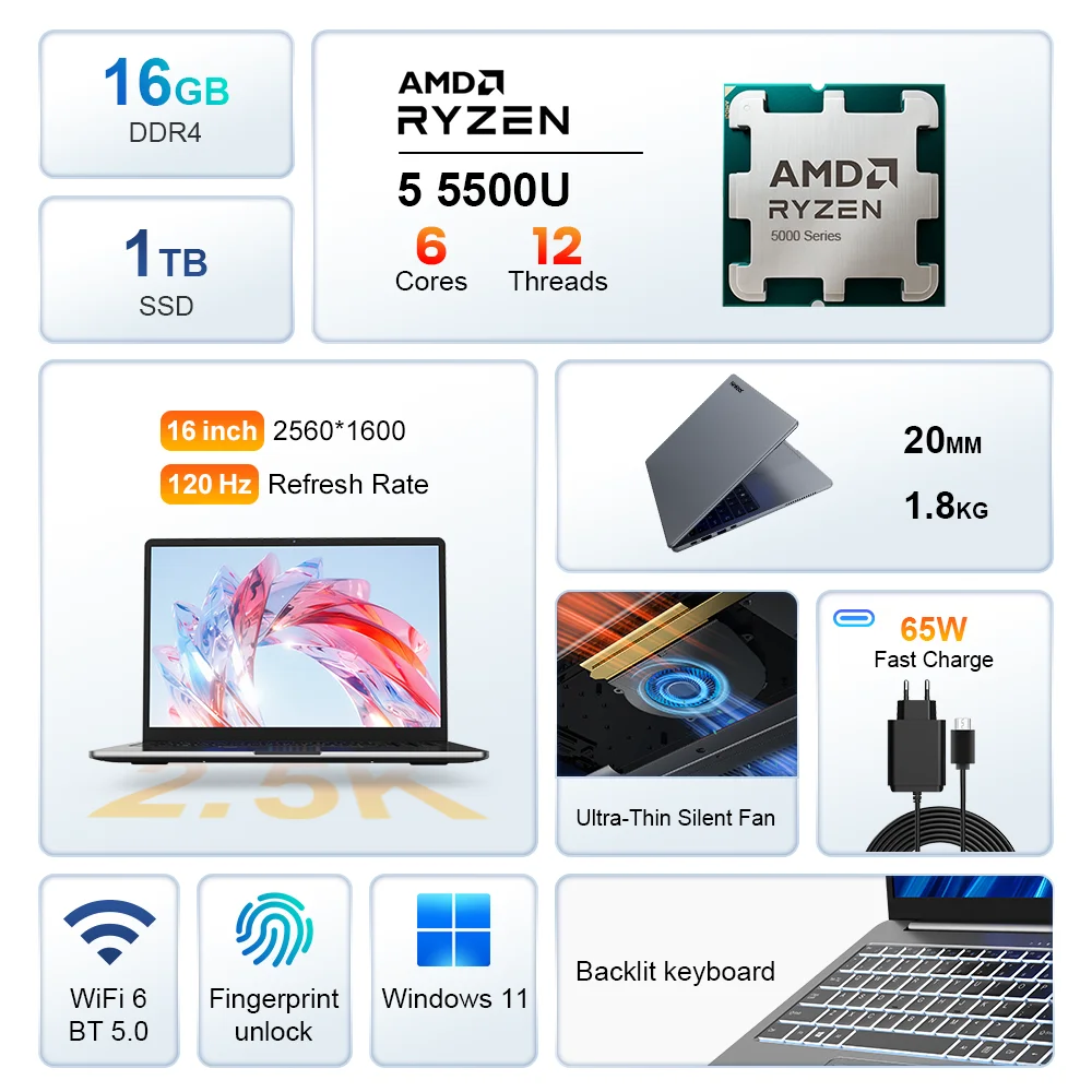Ninkear YBOOK15 15.6 Inch 2-in-1 Laptop AMD Ryzen 3 3250U 16GB DDR4 RAM 512GB SSD Convertible Notebook 360° Flip Touchscreen FHD Display Radeon Vega 3 Graphics USB-C HDMI WiFi Bluetooth Portable Windows Laptop