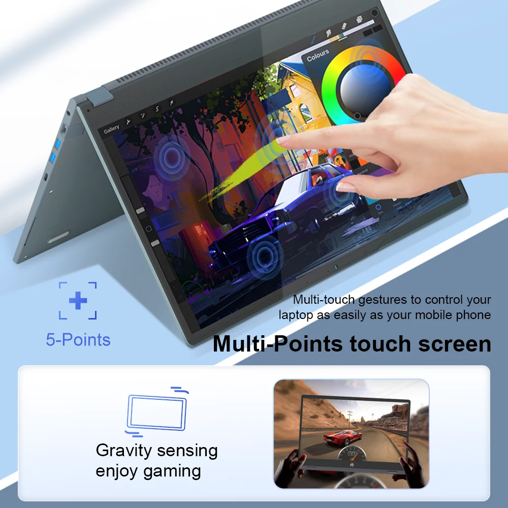 Ninkear YBOOK15 15.6 Inch 2-in-1 Laptop AMD Ryzen 3 3250U 16GB DDR4 RAM 512GB SSD Convertible Notebook 360° Flip Touchscreen FHD Display Radeon Vega 3 Graphics USB-C HDMI WiFi Bluetooth Portable Windows Laptop