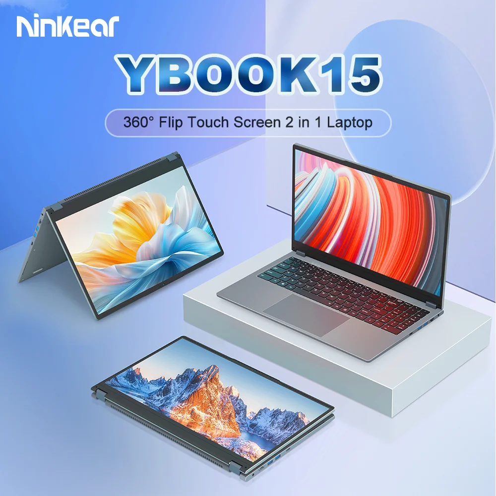 Ninkear YBOOK15 15.6 Inch 2-in-1 Laptop AMD Ryzen 3 3250U 16GB DDR4 RAM 512GB SSD Convertible Notebook 360° Flip Touchscreen FHD Display Radeon Vega 3 Graphics USB-C HDMI WiFi Bluetooth Portable Windows Laptop