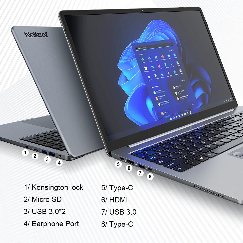 Ninkear A15 Pro Laptop 16 Inch 2.5K 2560×1600, Amd Ryzen 5 5500U 6-Core, 16GB DDR4 RAM 1TB SSD, Wifi 6, Bluetooth 5.2, 54.72Wh Battery, Backlit Keyboard, Fingerprint, 65W Pd