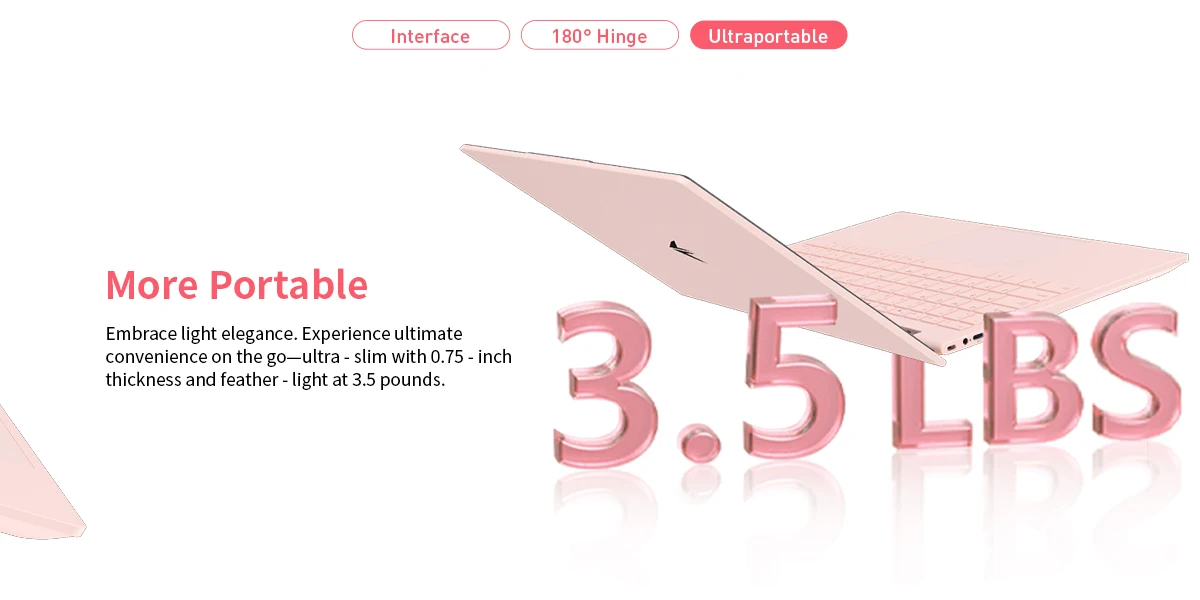 15,6-Zoll-Laptop in Rosa, 3050e-Prozessor, 16 GB DDR4 Und 512 GB SSD, Zahlreiche Anschlüsse, Hintergrundbeleuchtete Tastatur, Entsperrung per Fingerabdruck, Geeignet für Arbeit, Studium Und Unterhaltung