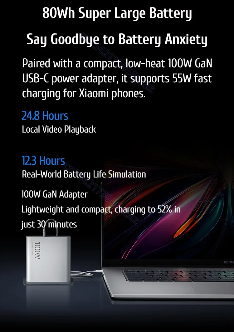 Xiaomi Redmi Book 16 2026 Laptop 16" 2.5K 120Hz Intel Core Ultra 5 125H 16GB+1TB SSD Win11PRO Office Notebook 80Wh Battery