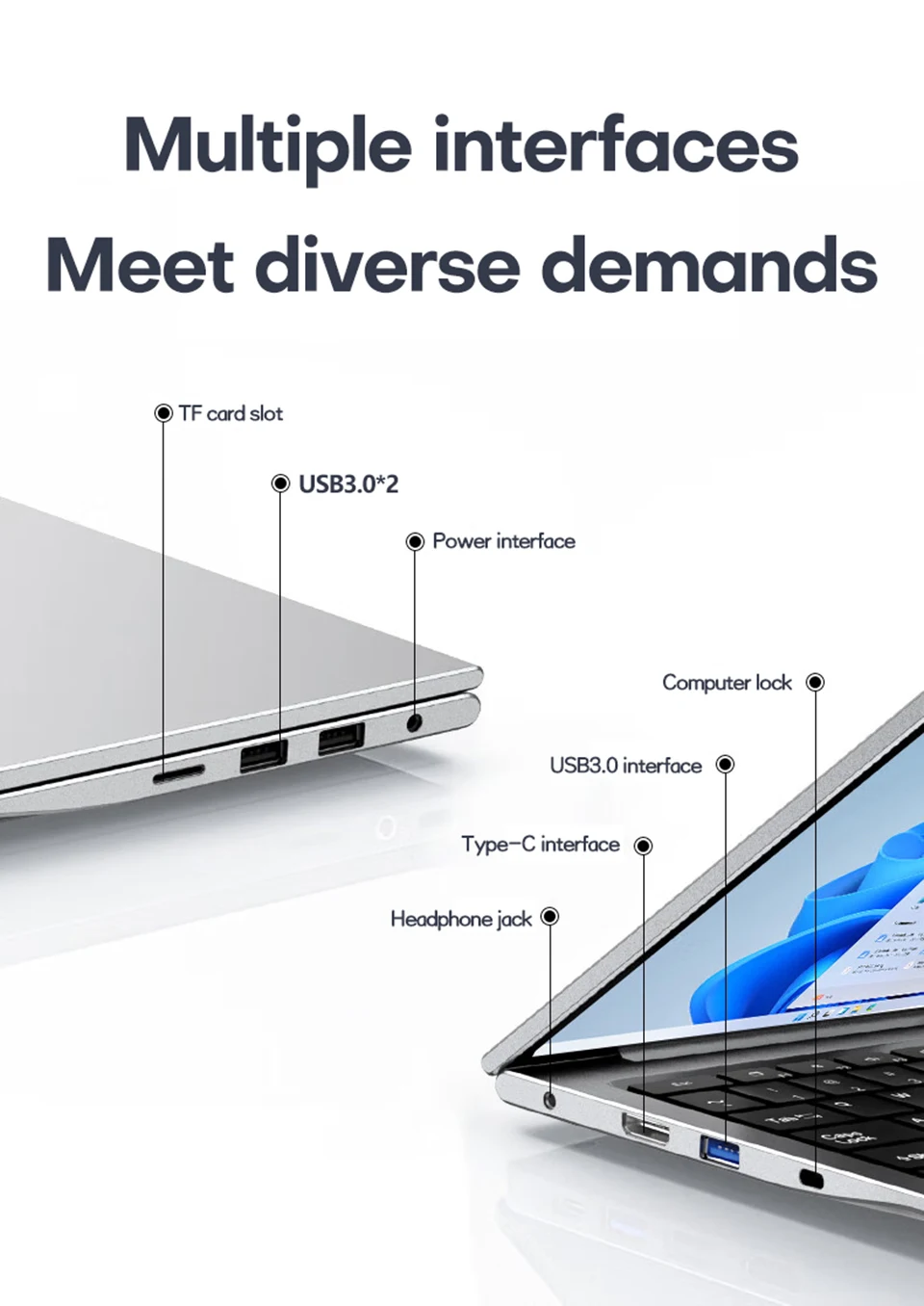 Xiaman 17.3 inch Intel Pentium Gold 6500Y Laptop Computer Windows 11 Pro 16Gb RAM 512GB SSD Portable Notebook Pc Backlight Office Study Laptops