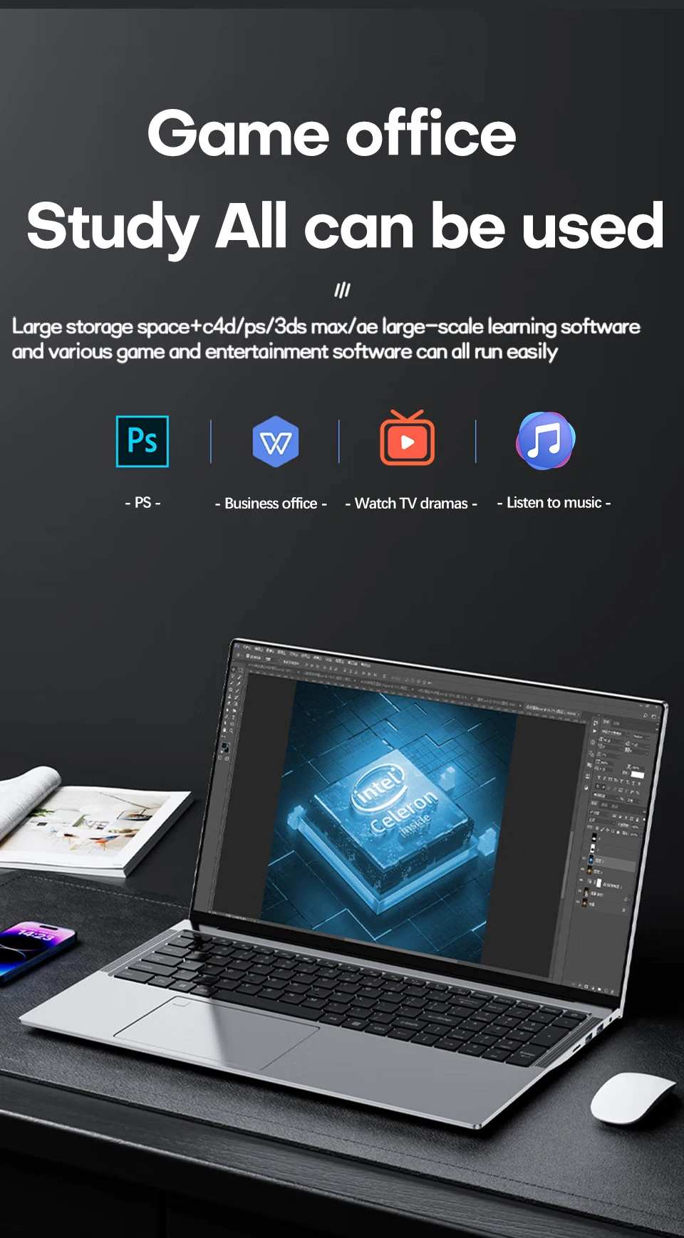 Xiaman 17.3 inch Intel Pentium Gold 6500Y Laptop Computer Windows 11 Pro 16Gb RAM 512GB SSD Portable Notebook Pc Backlight Office Study Laptops