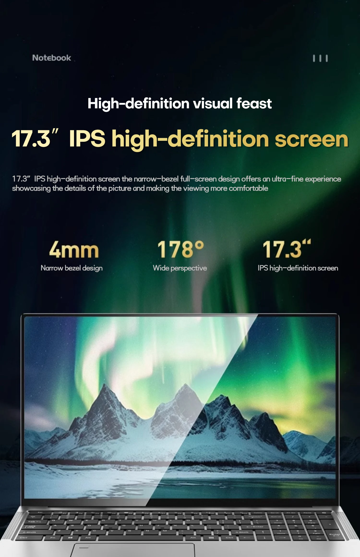 Xiaman 17.3 inch Intel Pentium Gold 6500Y Laptop Computer Windows 11 Pro 16Gb RAM 512GB SSD Portable Notebook Pc Backlight Office Study Laptops