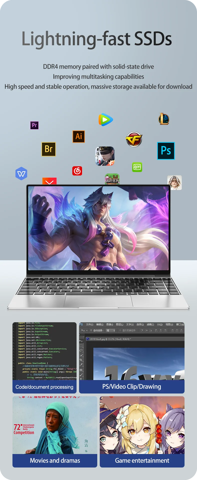 Global New Ultra Slim Laptop 14.1" 16GB RAM Intel N3700 Notebook Gamer 1920*1080 Display Office Study Computer PC Windows 11 Pro