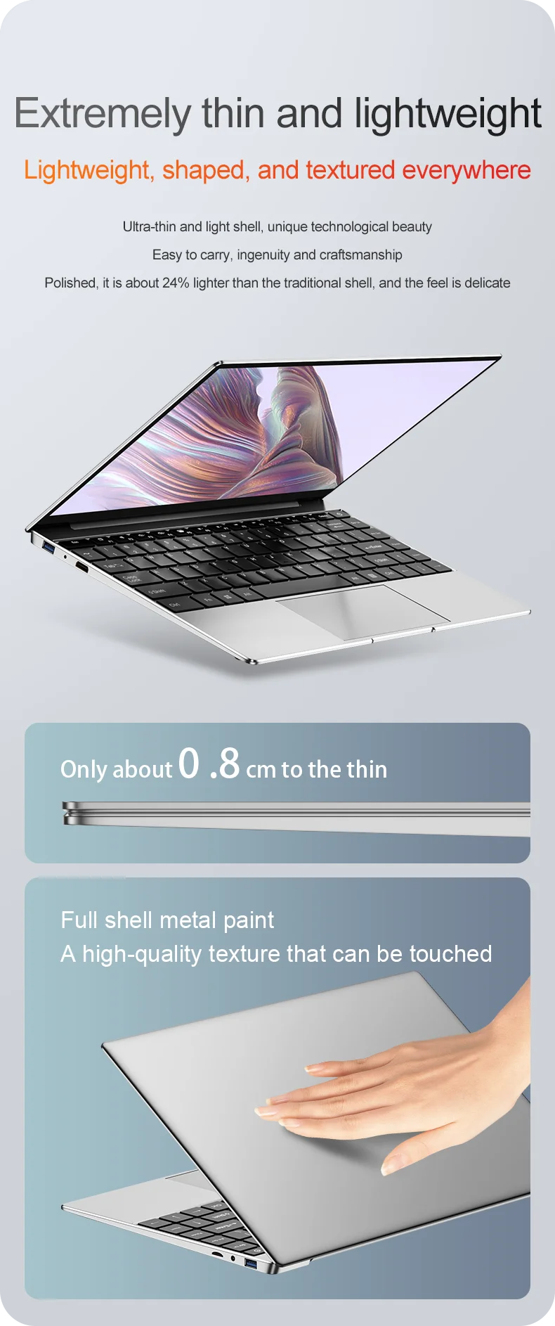 Global New Ultra Slim Laptop 14.1" 16GB RAM Intel N3700 Notebook Gamer 1920*1080 Display Office Study Computer PC Windows 11 Pro
