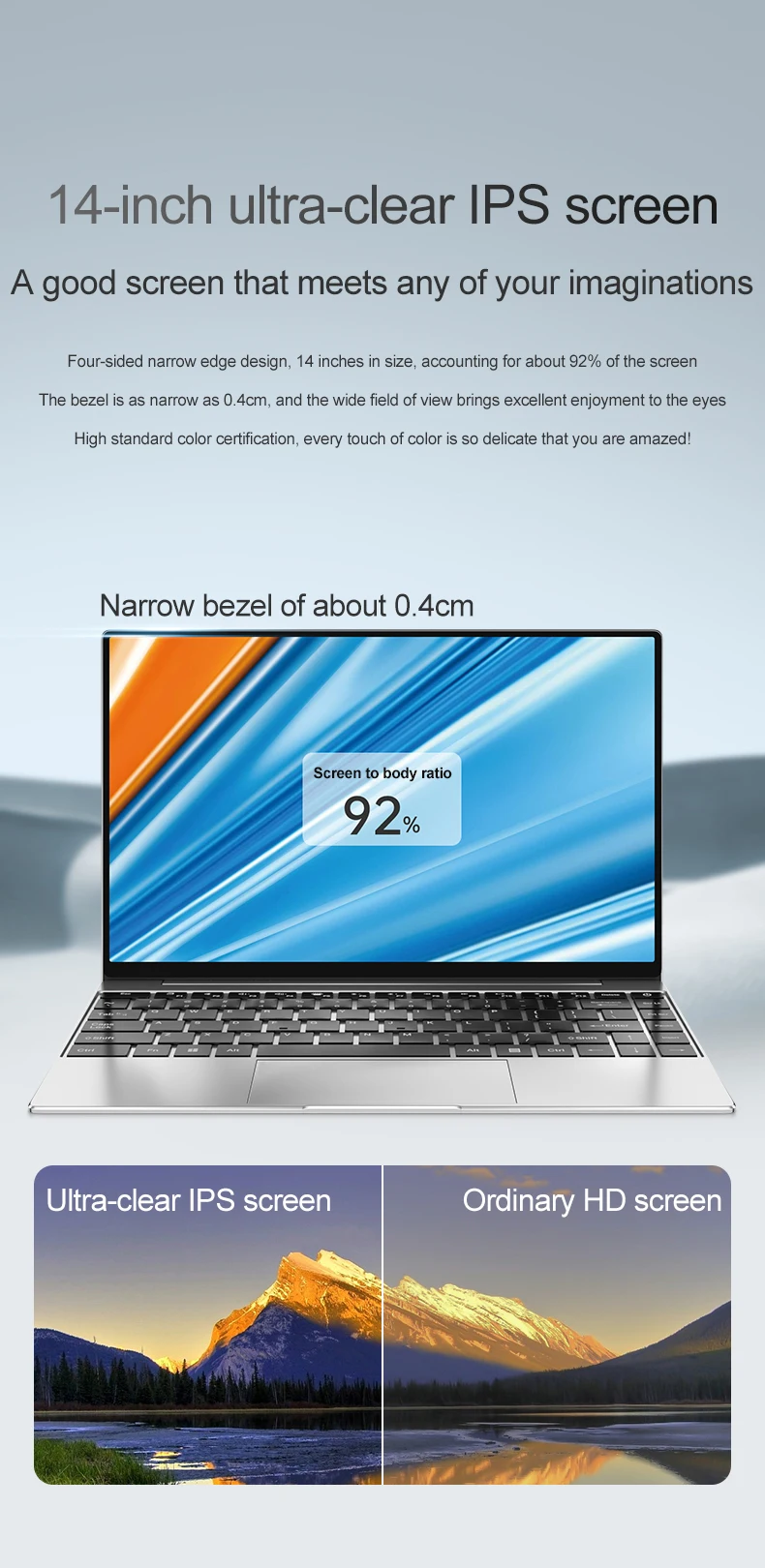 Global New Ultra Slim Laptop 14.1" 16GB RAM Intel N3700 Notebook Gamer 1920*1080 Display Office Study Computer PC Windows 11 Pro