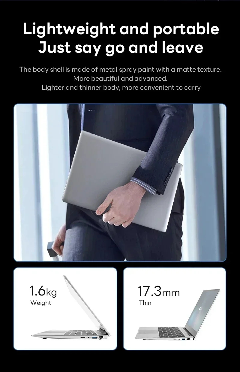 FUCHU 14.1'' NEW Laptop Computer 16GB DDR4 1TB 2TB SSD Intel I3-6100U Portable Notebook Windows 11 Laptops Office Study Game PC