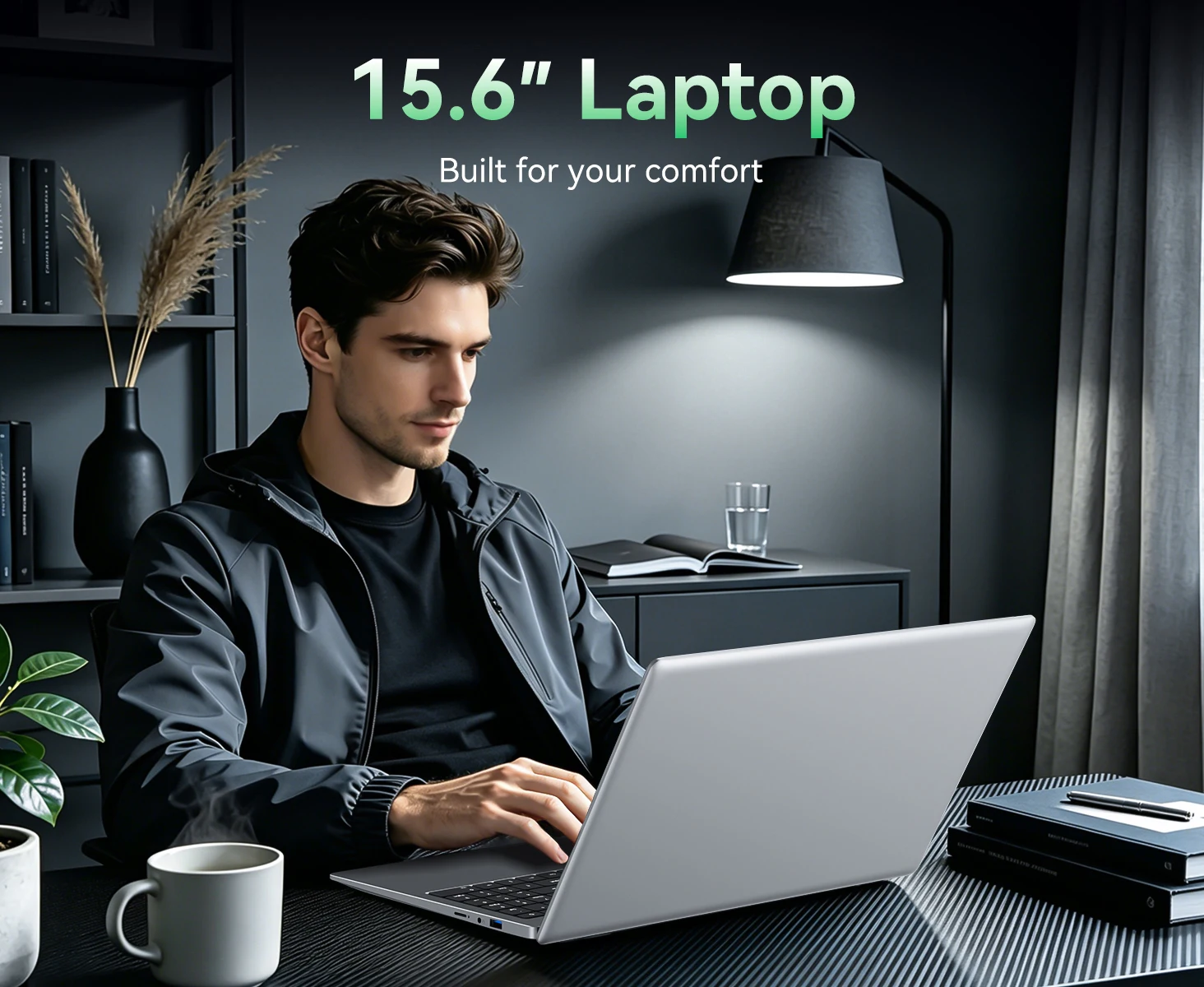 EYY 15.6" Laptop, Celeron N4000, 8GB RAM 256GB SSD, Full HD 1080P Display, Dual-Band WiFi, Mini HDMI, Lightweight Slim Silver Notebook for Business, School, Home