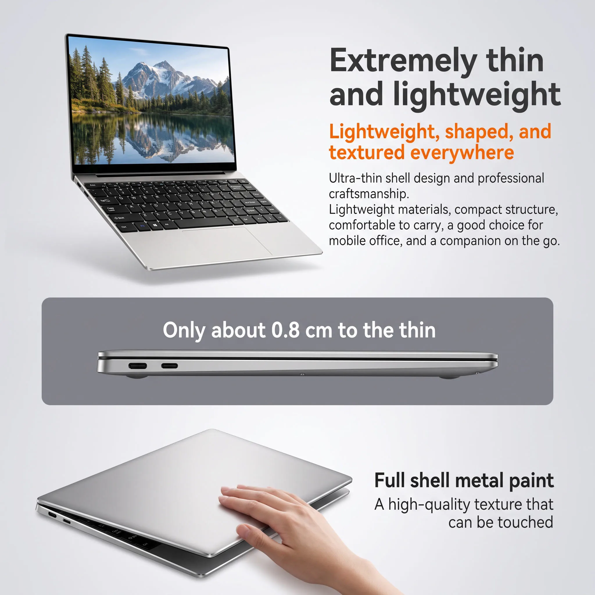 LENO New Ultra Slim Laptop 14.1" 16GB RAM 2TB SSD Intel 4405U Notebook Gamer 1920*1080 Display Office Study Computer PC Windows