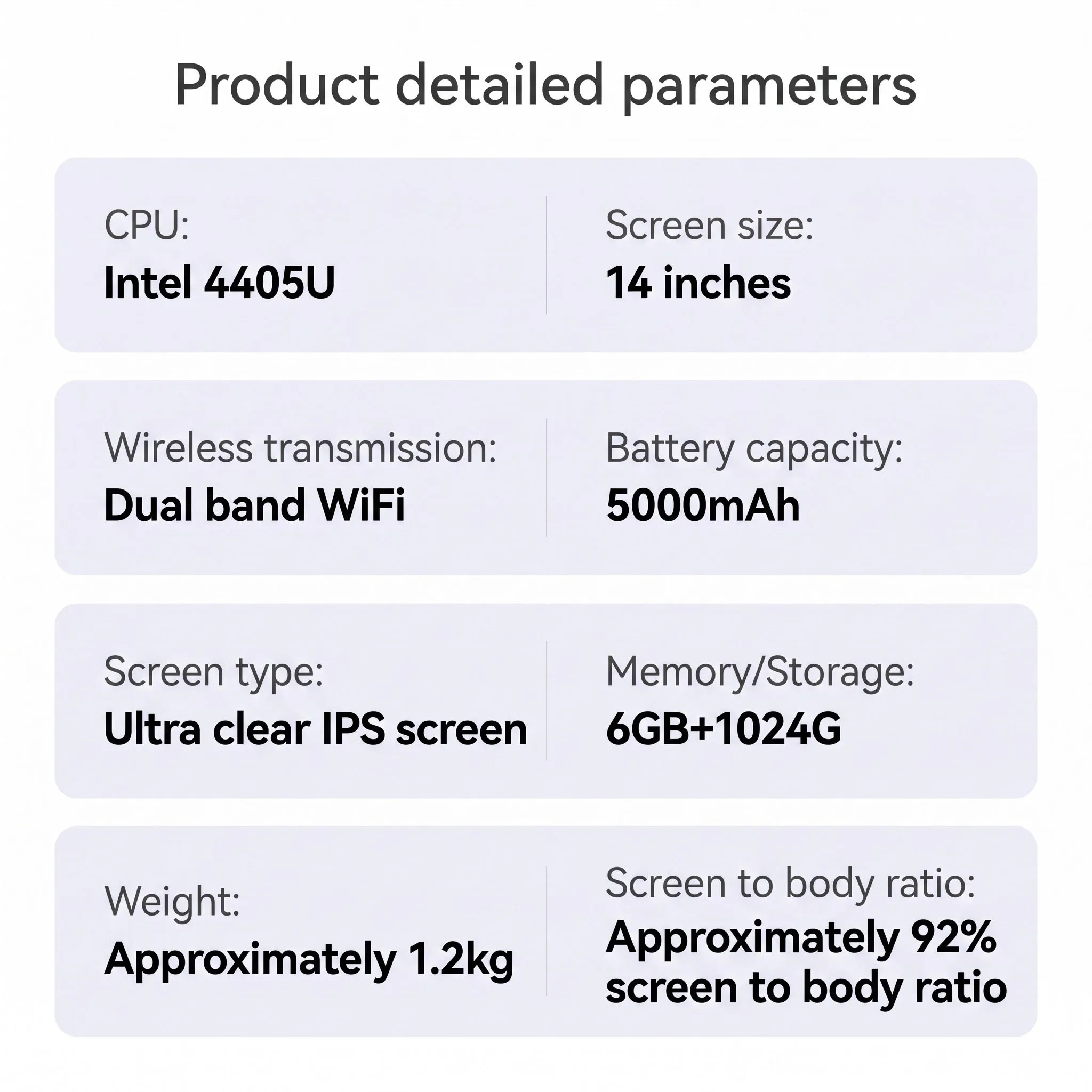 LENO New Ultra Slim Laptop 14.1" 16GB RAM 2TB SSD Intel 4405U Notebook Gamer 1920*1080 Display Office Study Computer PC Windows