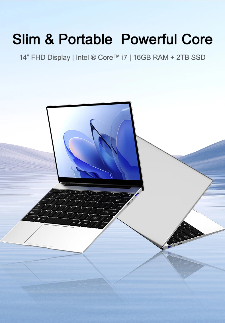 2026 New Ultra‑Slim 14.1 Inch Laptop, Intel Core i7‑8650U, 16GB RAM 512GB M.2 SSD, Windows 11 Pro, Business Office Student Portable Notebook Computer