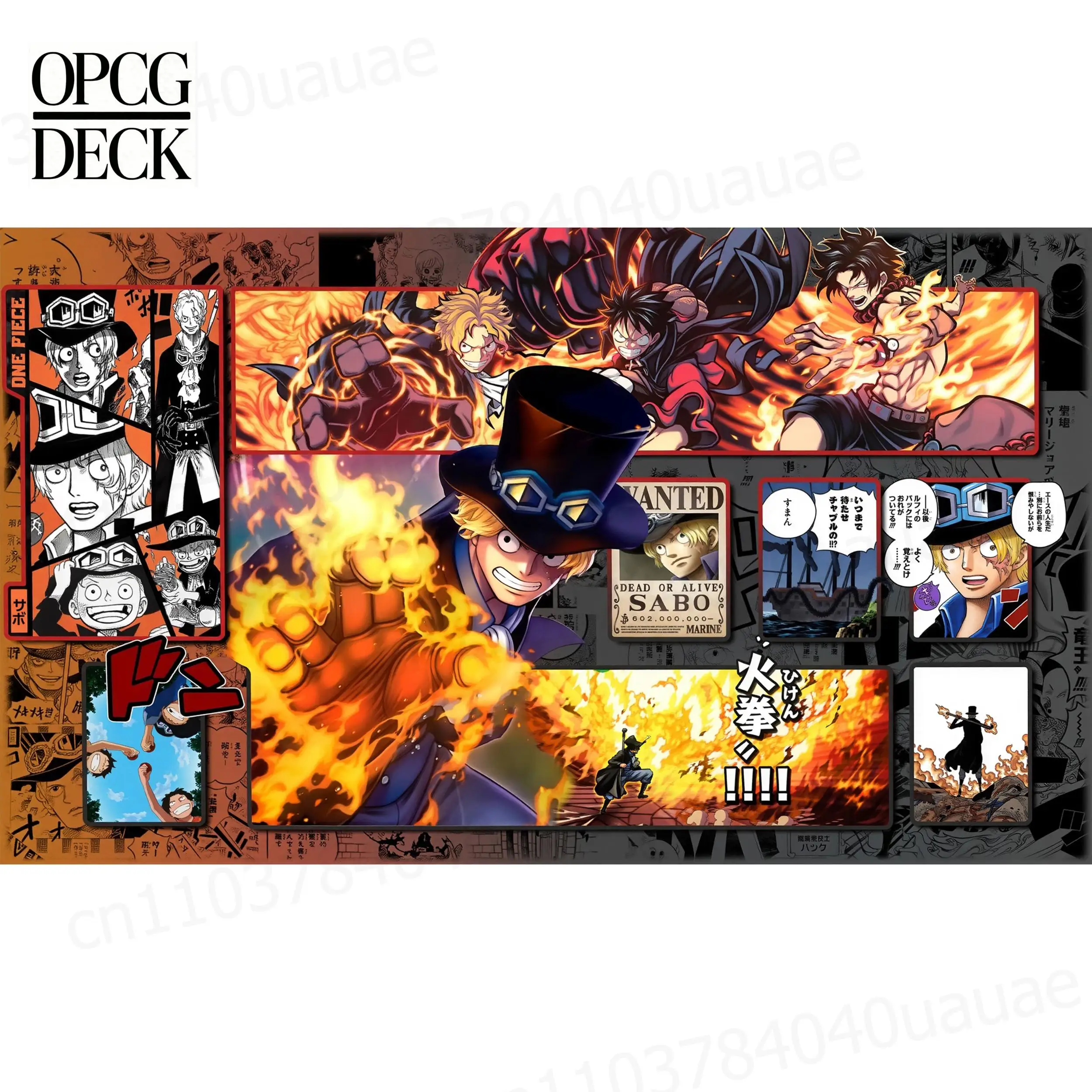 One Piece Opcg Playmat Card Game Sabo Portgas D. Ace Monkey D. Luffy Anime Playmat High-Quality Card Game Mat 60*35Cm