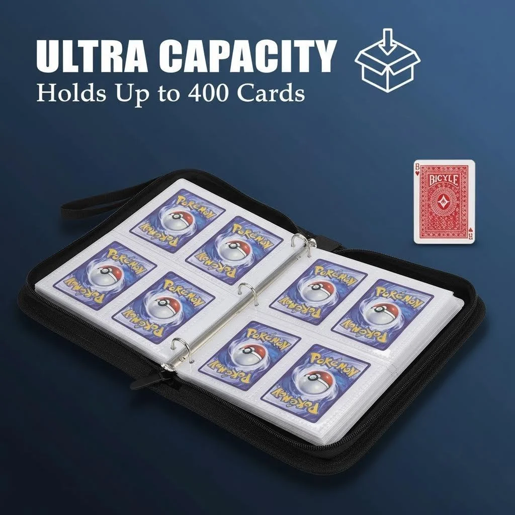 400pcs ONE PIECE Card Album Anime Collectible Book Binder 4 Card Slot Collectible Game Cards Binder Holder Zipper Gifts Toys