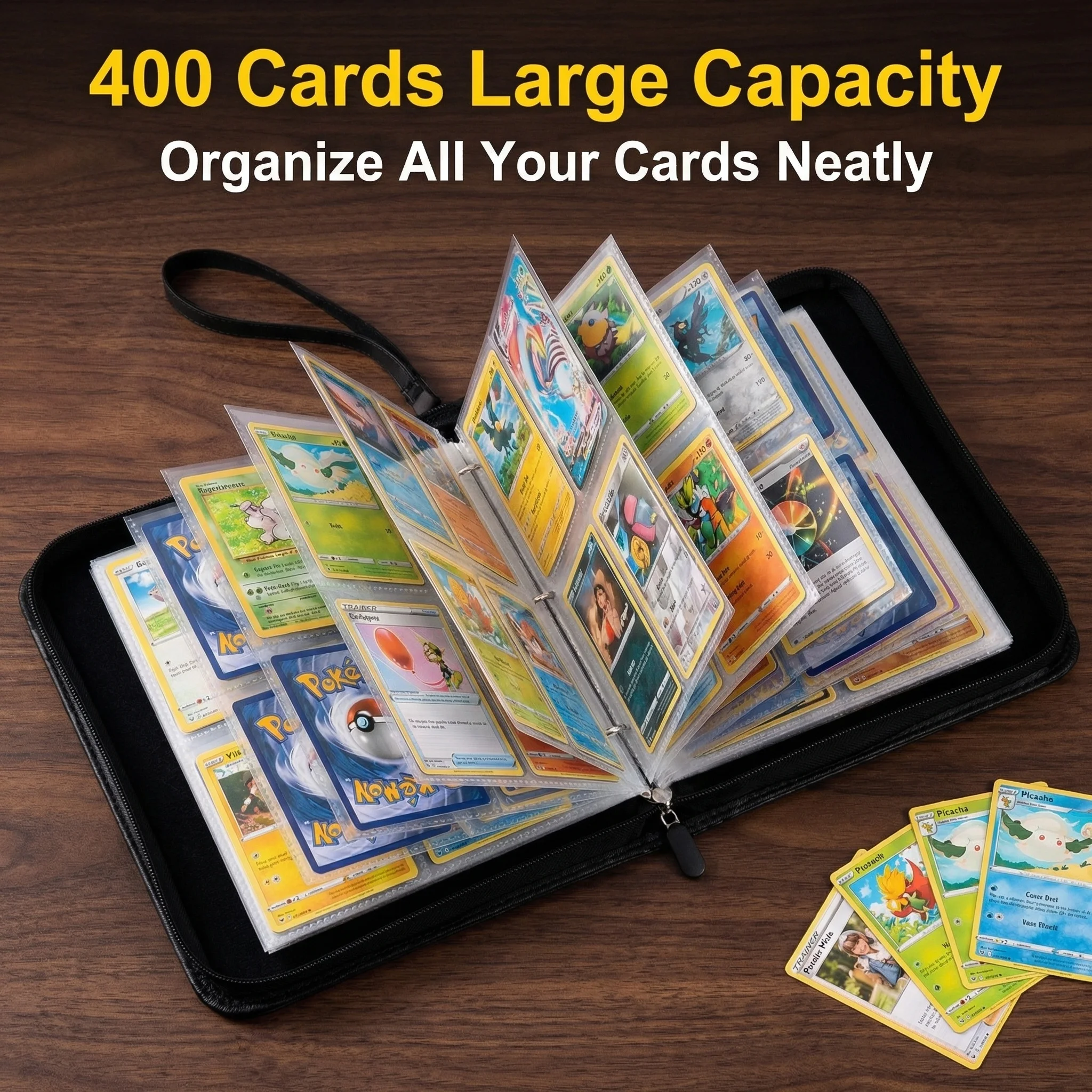 400pcs ONE PIECE Card Album Anime Collectible Book Binder 4 Card Slot Collectible Game Cards Binder Holder Zipper Gifts Toys