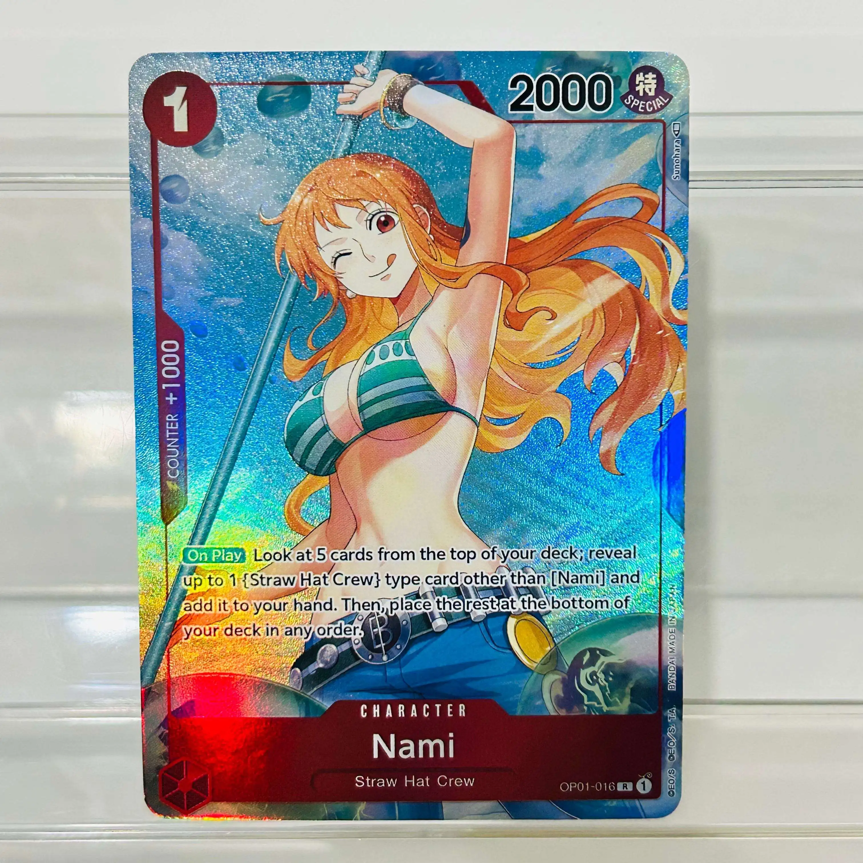 One Piece Nami OP01-016 R Card English Version Holographic Texture Cards Perfect Condition DIY Premium Anime Collection Card