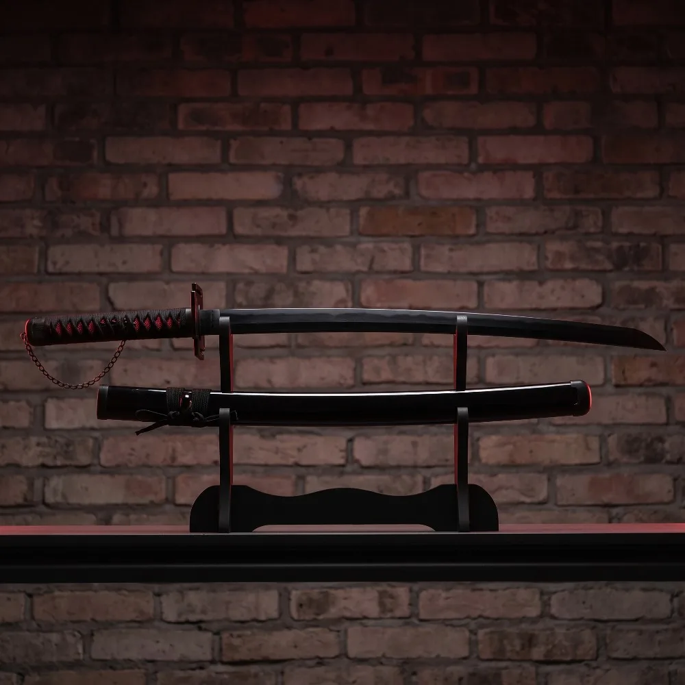 40inch 104cm Anime Bleach Ichigo Kurosaki Katana PU Plastic Samurai Sword Safe Unsharpened Blade Cosplay Prop Toy Gift Decor