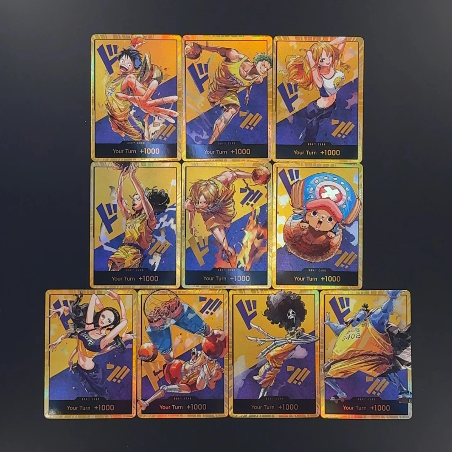 One Piece OPCG English Golden Holographic 3D Textured DON card Straw Hat Crew x Lakers DON card Anime Collectible Cards