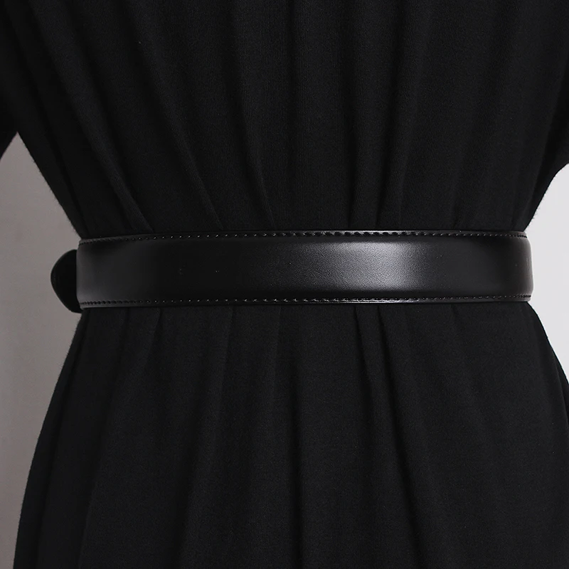 Women's Runway Fashion Genuine Leather Cummerbunds Female Dress Corsets Waistband Belts Decoration Narrow Belt TB2059